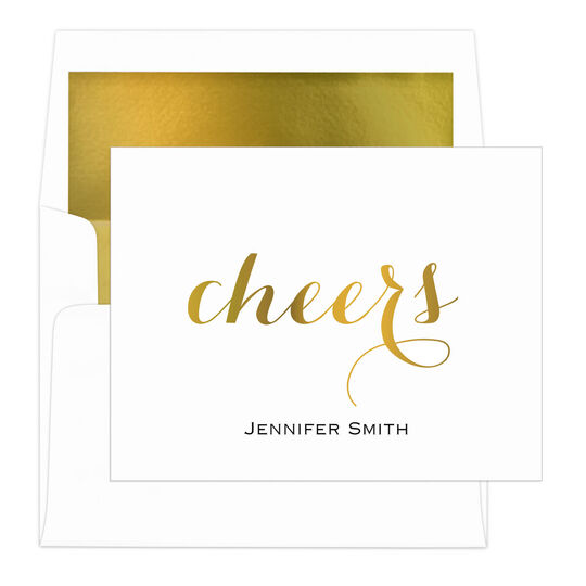 Cheers Foil Stamped Folded Note Cards with Lined Envelopes